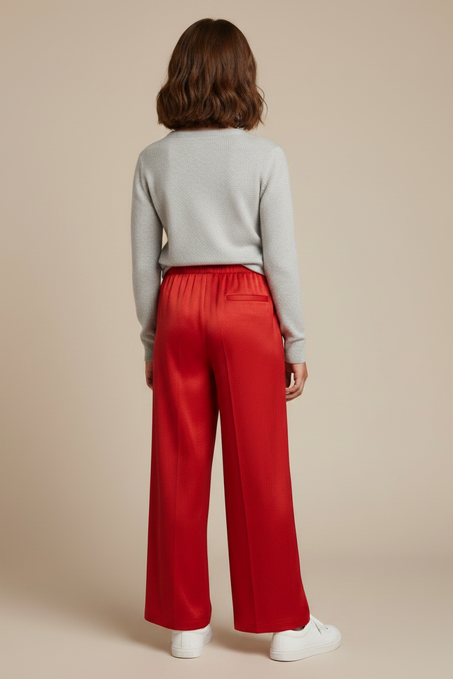 Pantalon Japonais Satin Rouge Ample Fluide Fille - vue 2