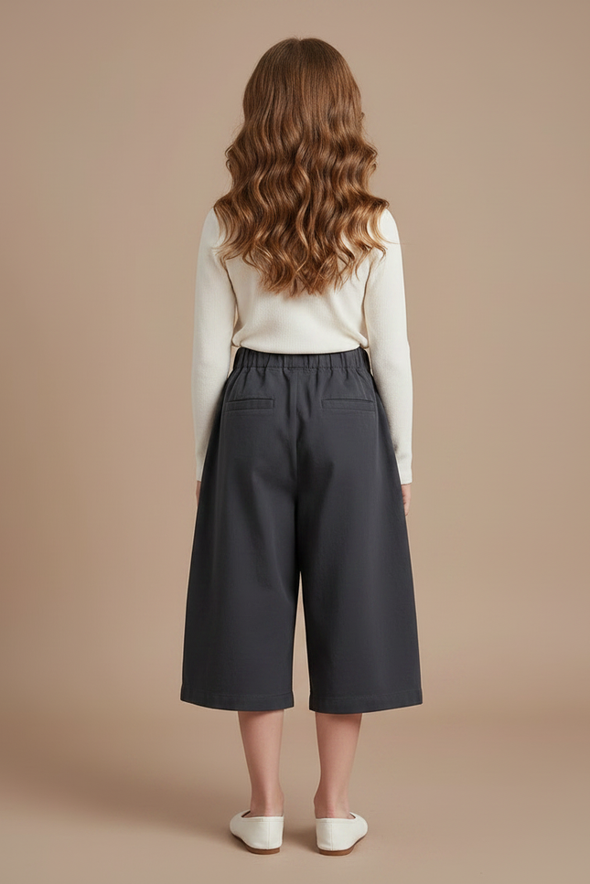 Pantalon Japonais Gris Plissé Ample Fille Coton - vue 2