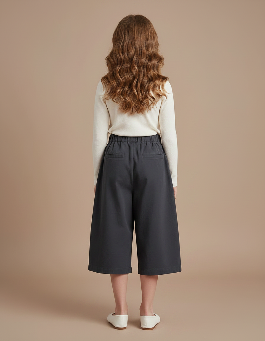 Pantalon Japonais Gris Plissé Ample Fille Coton - vue 2