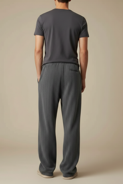 Pantalon Japonais Gris Ample Chevron Épais Confortable - Maille - vue 2