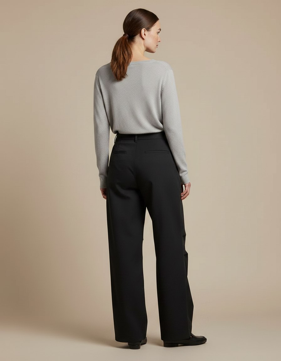 Pantalon Japonais Noir Ample Cargo Femme - Gabardine - vue 2