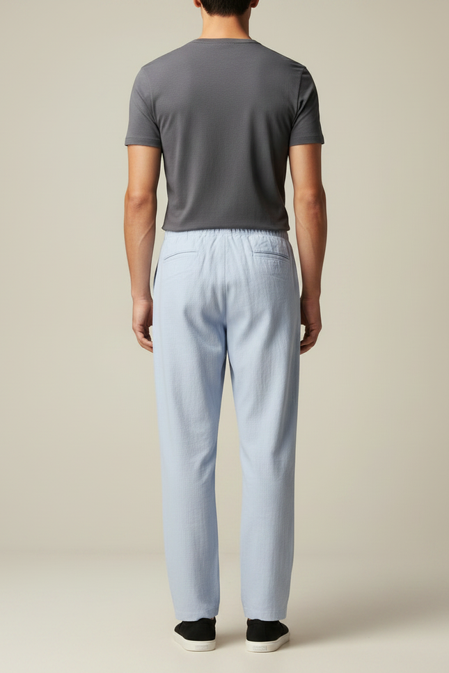 Pantalon Japonais Bleu Clair Ample Lin Décontracté Homme - vue 2