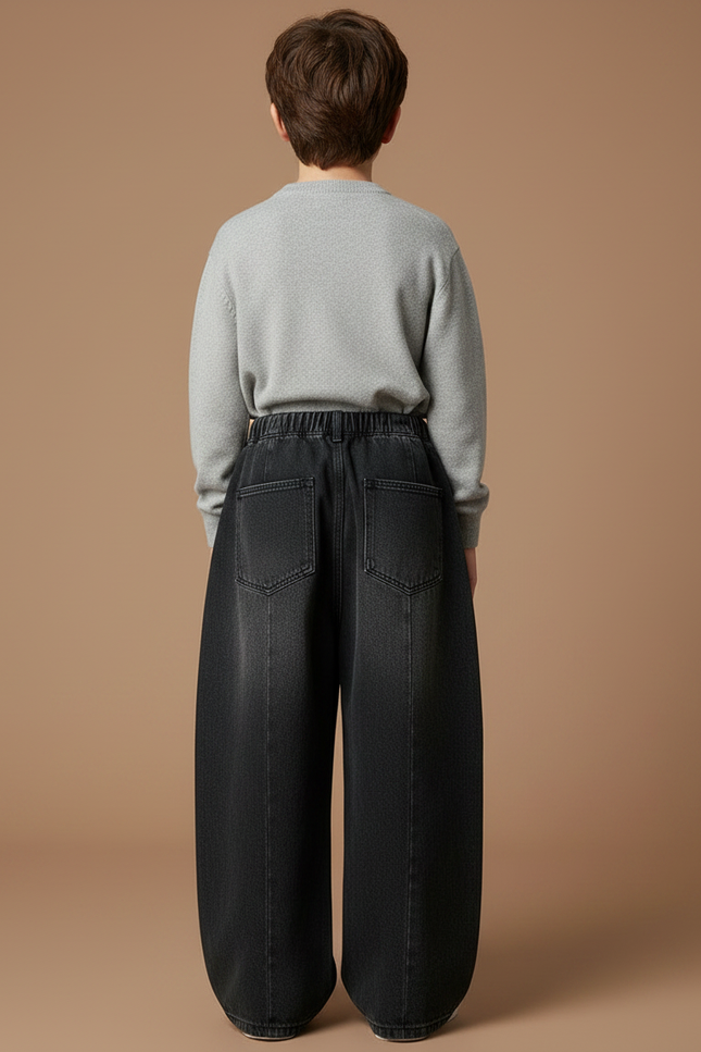 Pantalon Japonais Noir Ample Dégradé Denim Enfant - Jean - vue 2