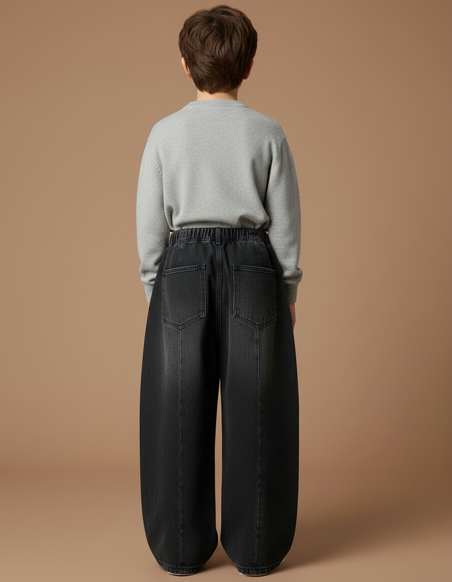 Pantalon Japonais Noir Ample Dégradé Denim Enfant - Jean - vue 2