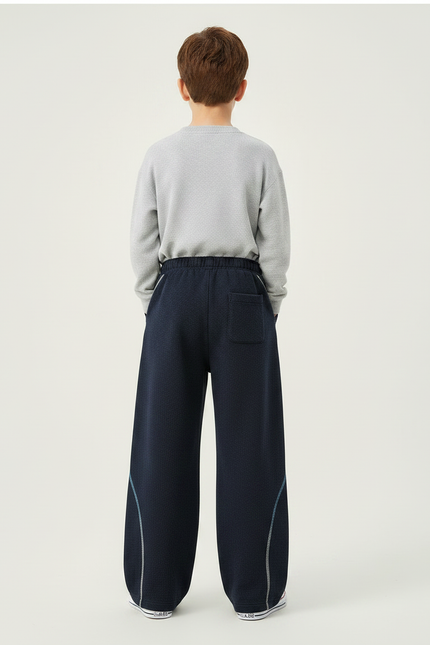 Pantalon Japonais Bleu Marine Ample Sportif Garçon - Molleton - vue 2