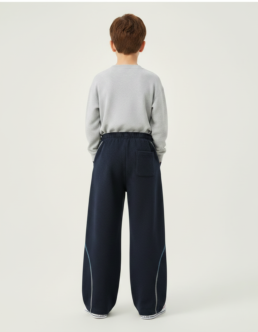 Pantalon Japonais Bleu Marine Ample Sportif Garçon - Molleton - vue 2