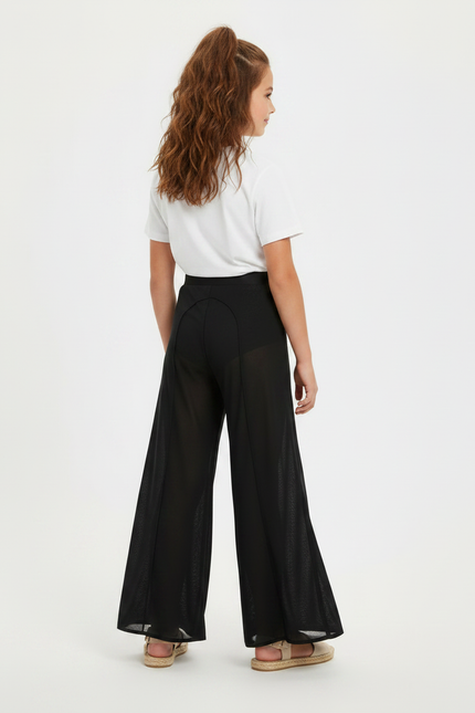Pantalon Japonais Noir Fluide Ample Fille Maille - vue 2