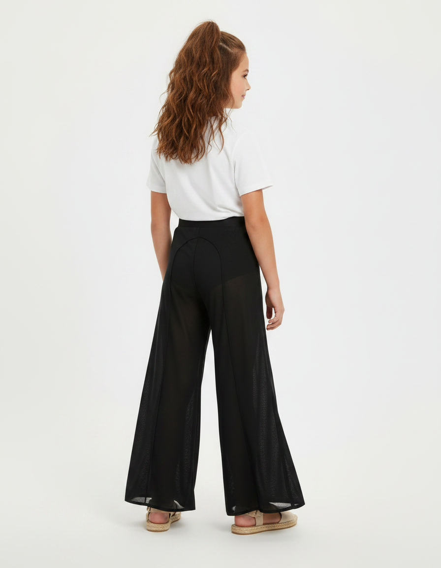 Pantalon Japonais Noir Fluide Ample Fille Maille - vue 2