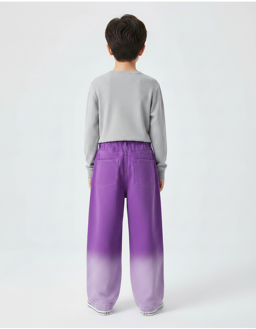 Pantalon Japonais Dégradé Violet Ample Enfant Denim - Jean - vue 2