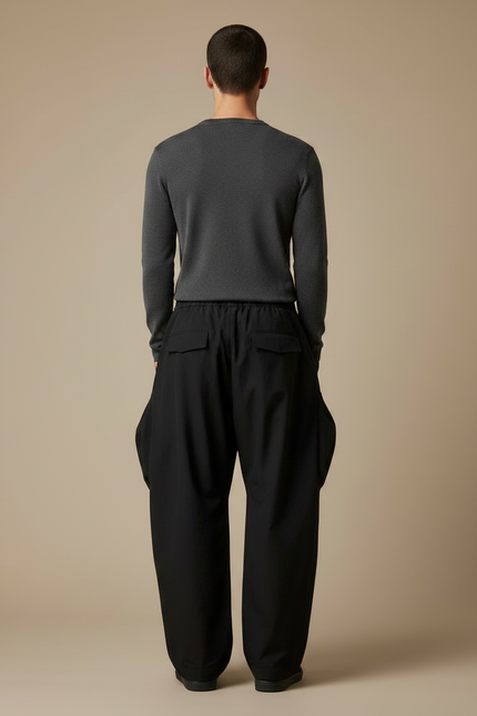 Pantalon Cargo Style Japonais Homme - Noir Polyester - vue 2