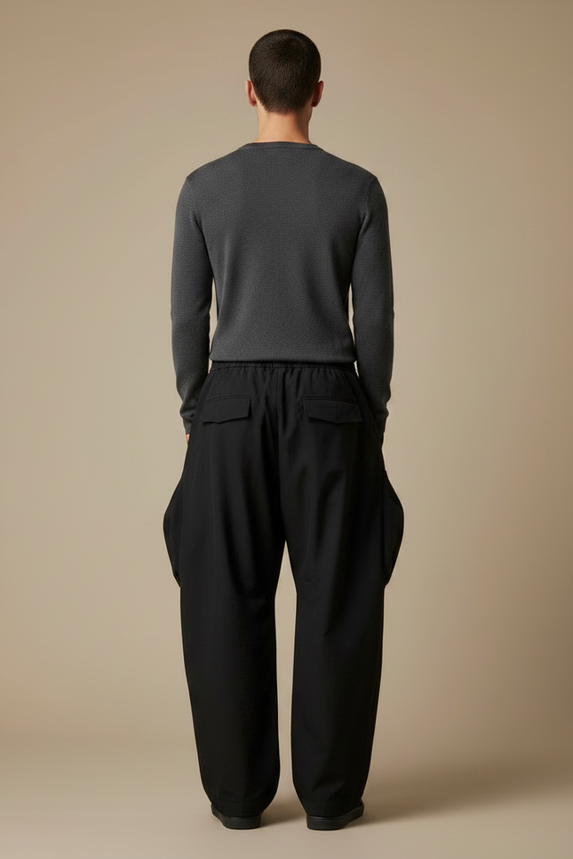 Pantalon Cargo Style Japonais Homme - Noir Polyester - vue 2