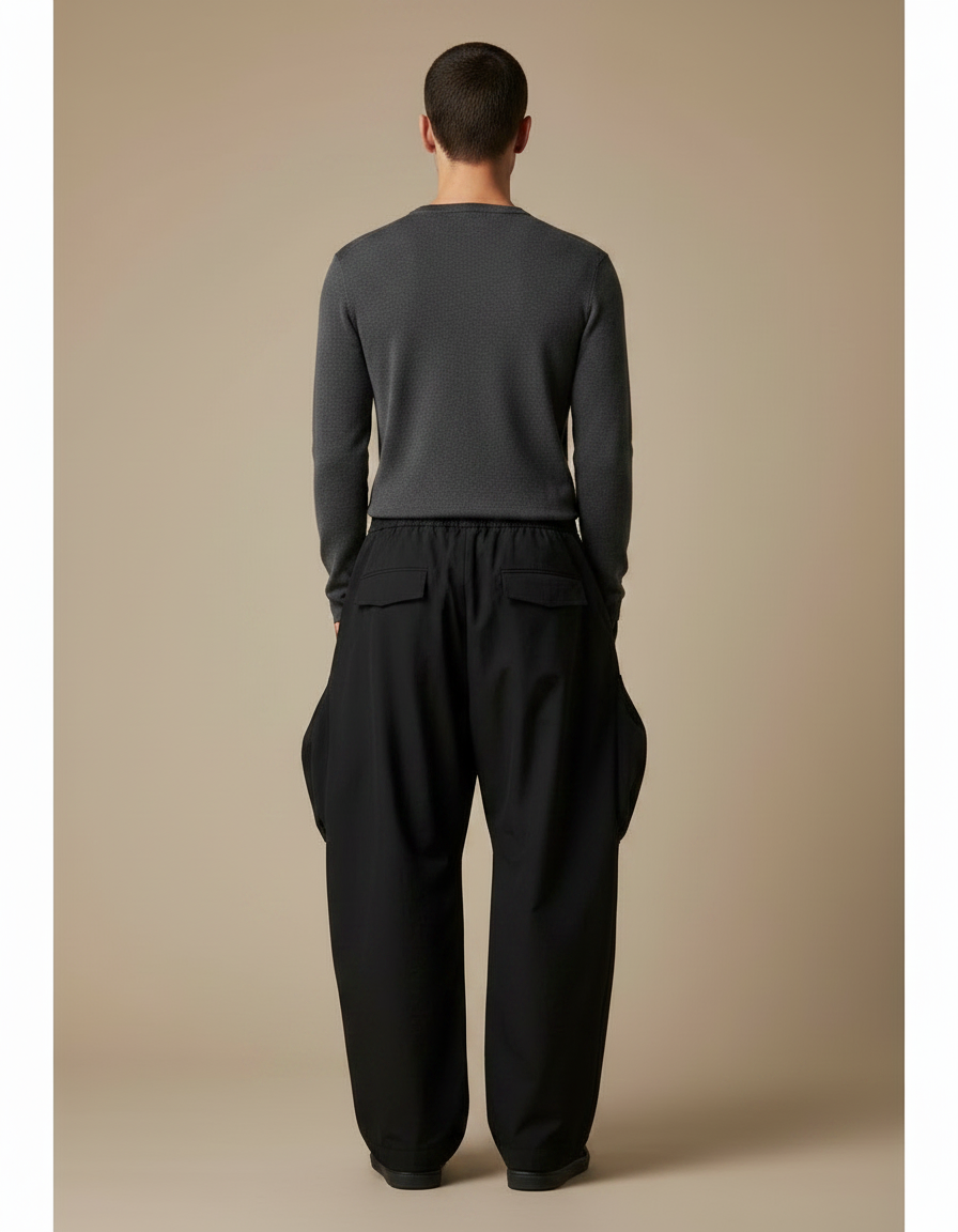 Pantalon Cargo Style Japonais Homme - Noir Polyester - vue 2