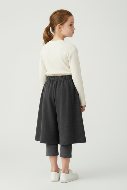 Pantalon Japonais Gris Foncé Ample Molletonné Enfant - vue 2