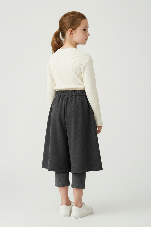 Pantalon Japonais Gris Foncé Ample Molletonné Enfant - vue 2