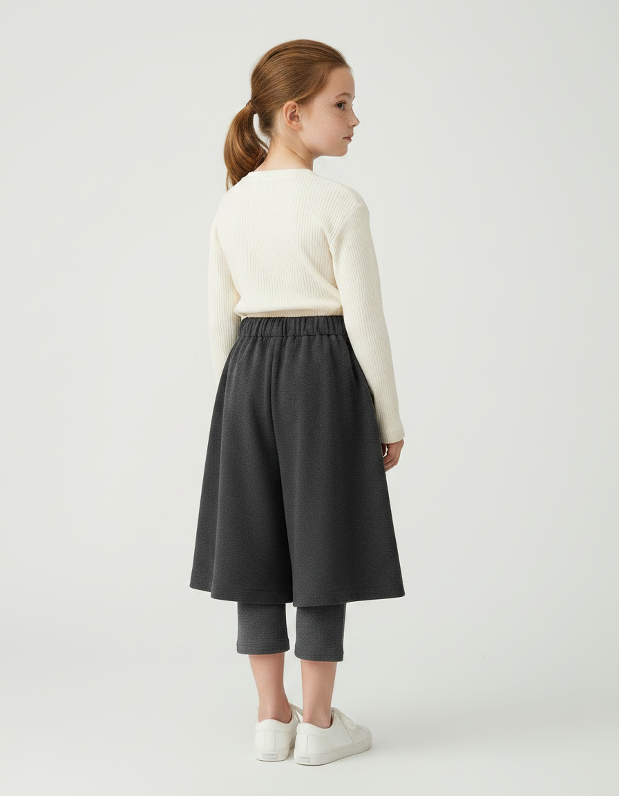 Pantalon Japonais Gris Foncé Ample Molletonné Enfant - vue 2
