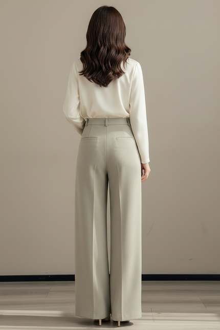 Pantalon Japonais Vert Ample Fluide Élégant Femme - Polyester - vue 2