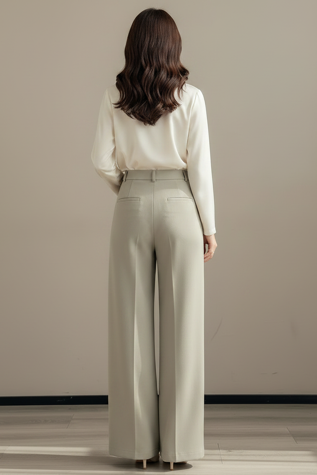 Pantalon Japonais Vert Ample Fluide Élégant Femme - Polyester - vue 2