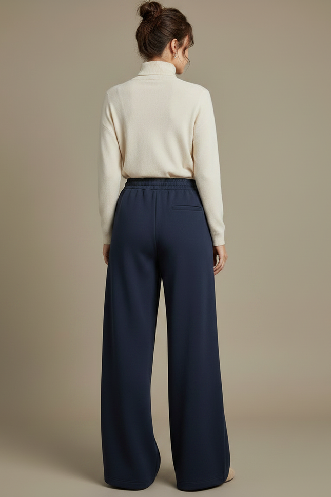 Pantalon Japonais Bleu Marine Ample Cordon Décontracté - Molleton - vue 2