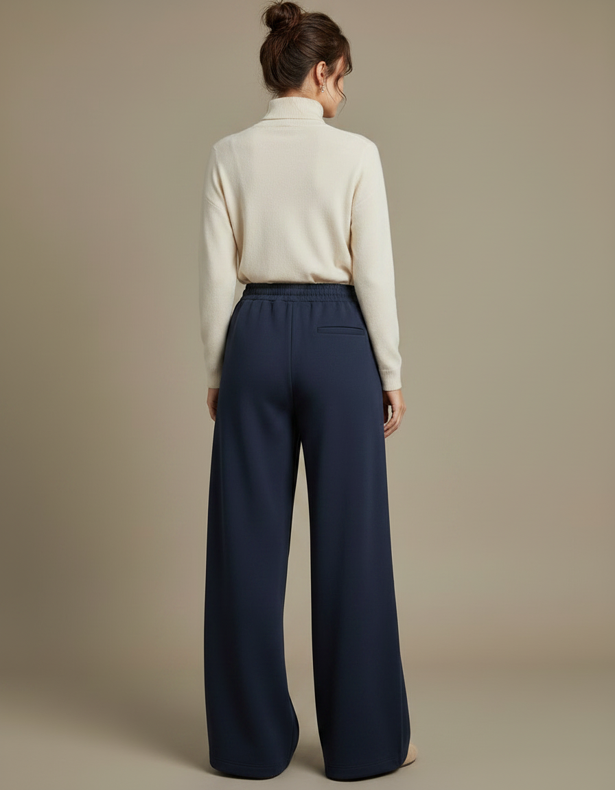 Pantalon Japonais Bleu Marine Ample Cordon Décontracté - Molleton - vue 2