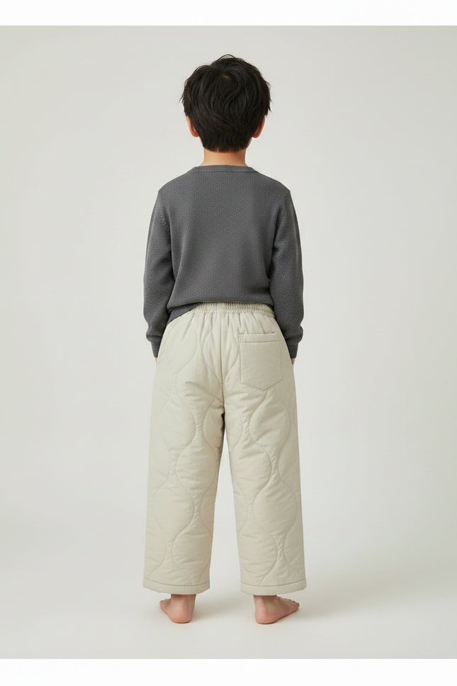 Pantalon Japonais Matelassé Beige Ample Confortable Enfant - Molleton - vue 2