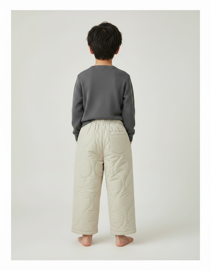 Pantalon Japonais Matelassé Beige Ample Confortable Enfant - Molleton - vue 2