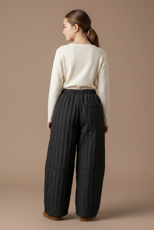 Pantalon Japonais Matelassé Noir Ample Hiver Enfant - Polyester - vue 2