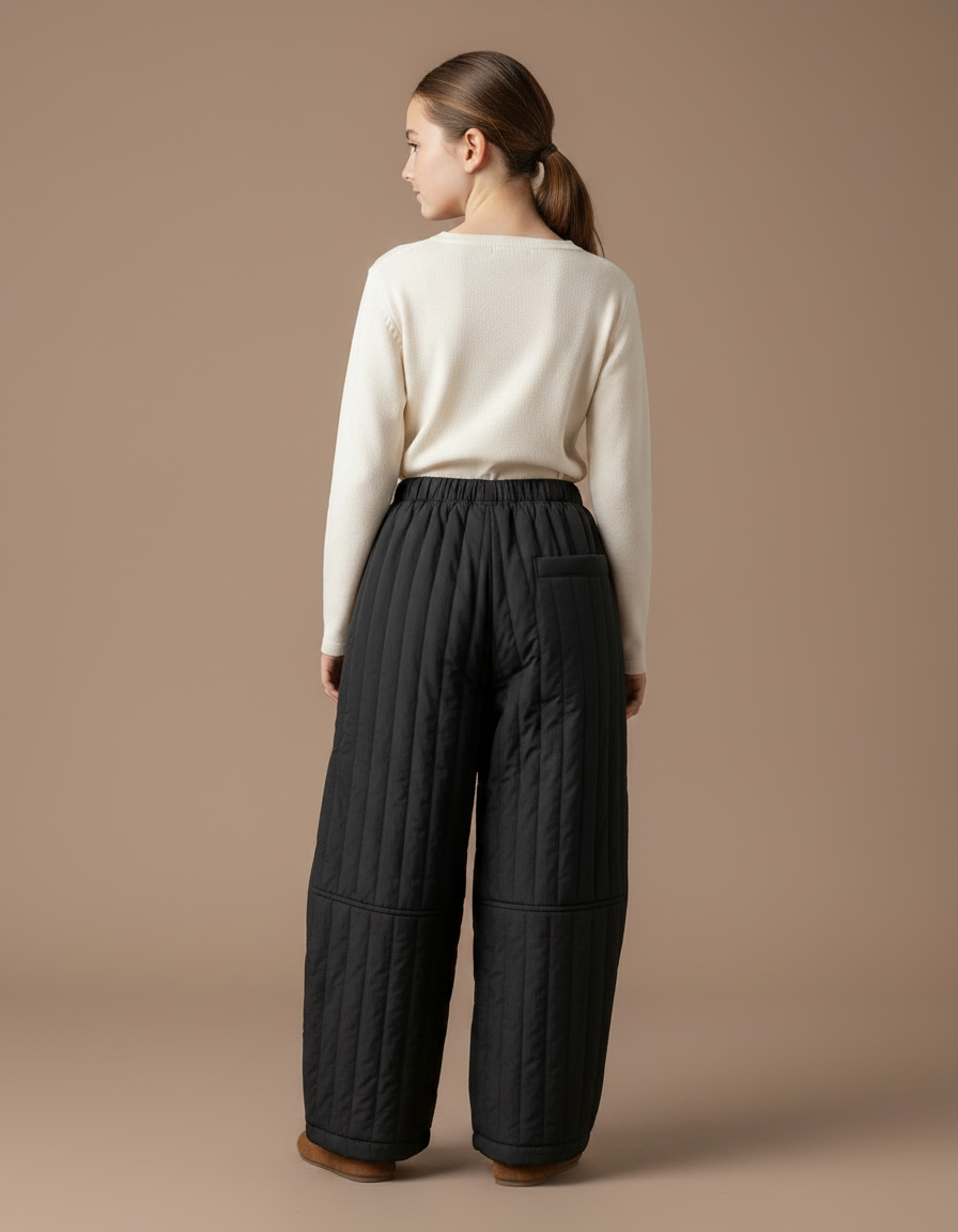 Pantalon Japonais Matelassé Noir Ample Hiver Enfant - Polyester - vue 2