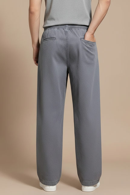 Pantalon Japonais Gris Ample Coton Décontracté Cordon - Jean - vue 2