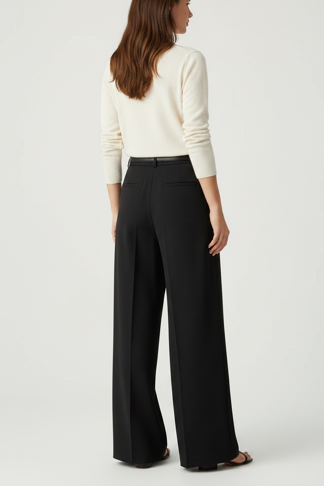 Pantalon Japonais Noir Fluide Ample Élégant Femme - Viscose - vue 2