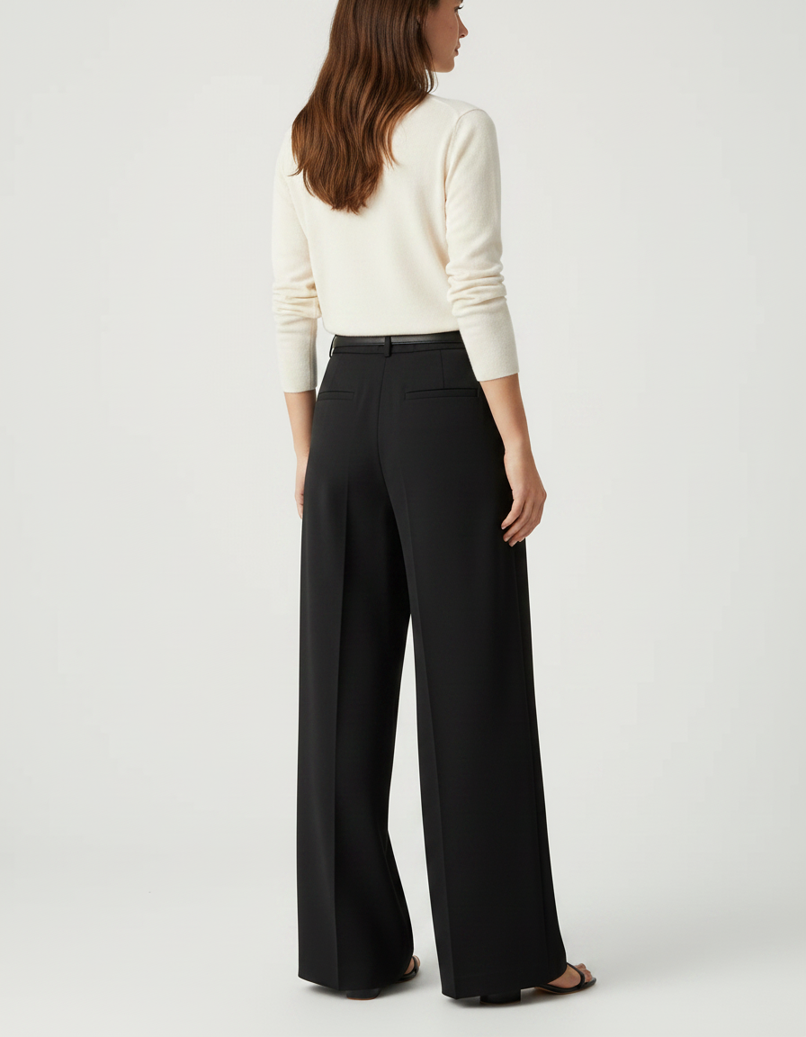 Pantalon Japonais Noir Fluide Ample Élégant Femme - Viscose - vue 2