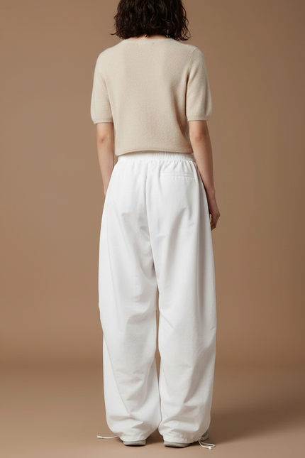 Pantalon Japonais Blanc Ample Cœur Décontracté Sportif - Polyester - vue 2