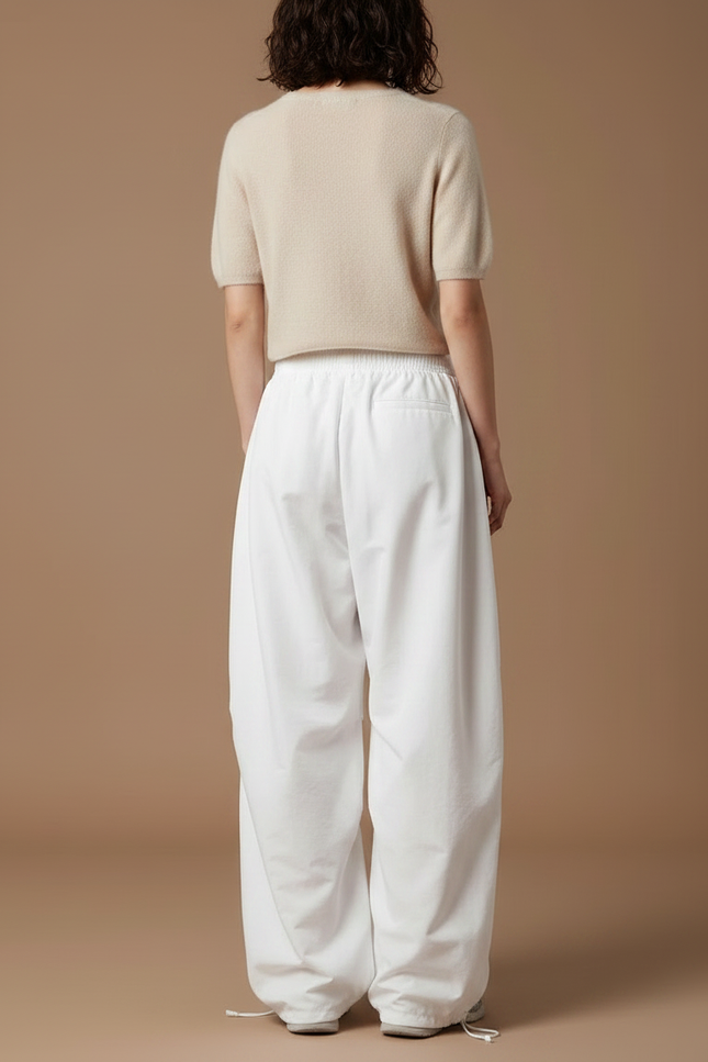 Pantalon Japonais Blanc Ample Cœur Décontracté Sportif - Polyester - vue 2