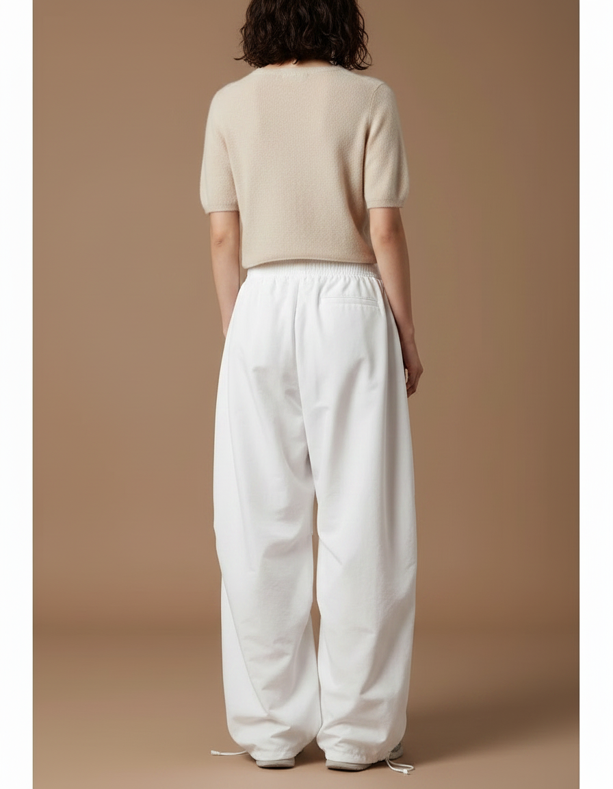 Pantalon Japonais Blanc Ample Cœur Décontracté Sportif - Polyester - vue 2