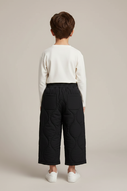 Pantalon Japonais Matelassé Noir Ample Confortable Enfant - Polyester - vue 2