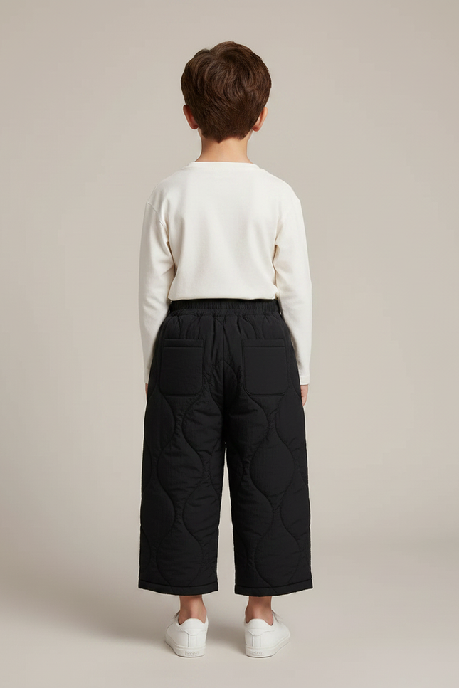 Pantalon Japonais Matelassé Noir Ample Confortable Enfant - Polyester - vue 2