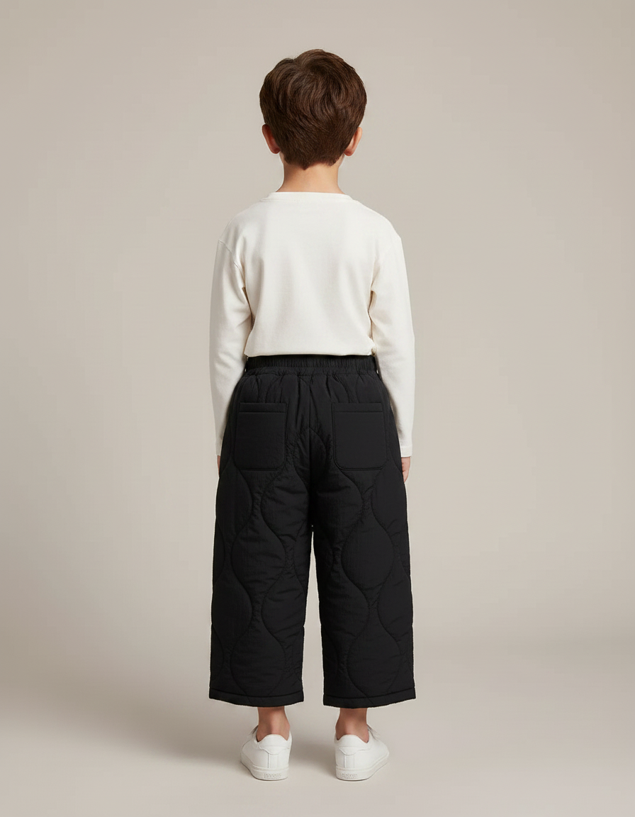 Pantalon Japonais Matelassé Noir Ample Confortable Enfant - Polyester - vue 2