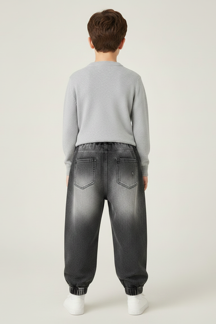 Pantalon Japonais Dégradé Noir Ample Déchiré Enfant - Jean - vue 2