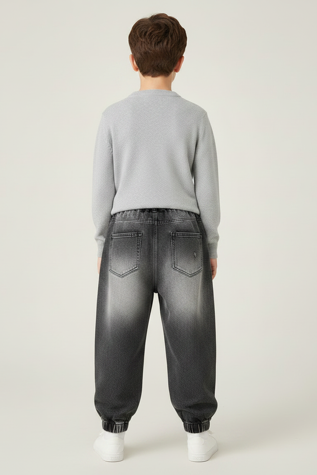 Pantalon Japonais Dégradé Noir Ample Déchiré Enfant - Jean - vue 2