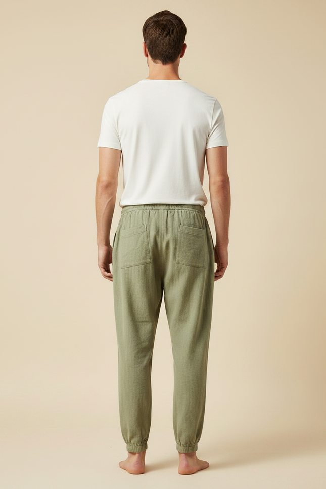 Pantalon Japonais Vert Kaki Lin Ample Confortable - vue 2