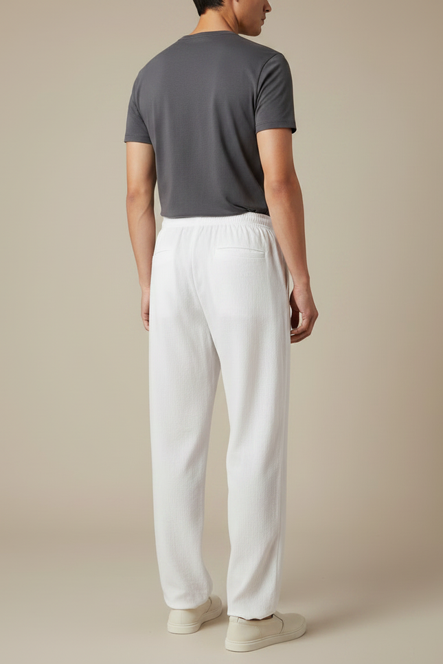 Pantalon Japonais Blanc Ample Lin Décontracté Homme - vue 2