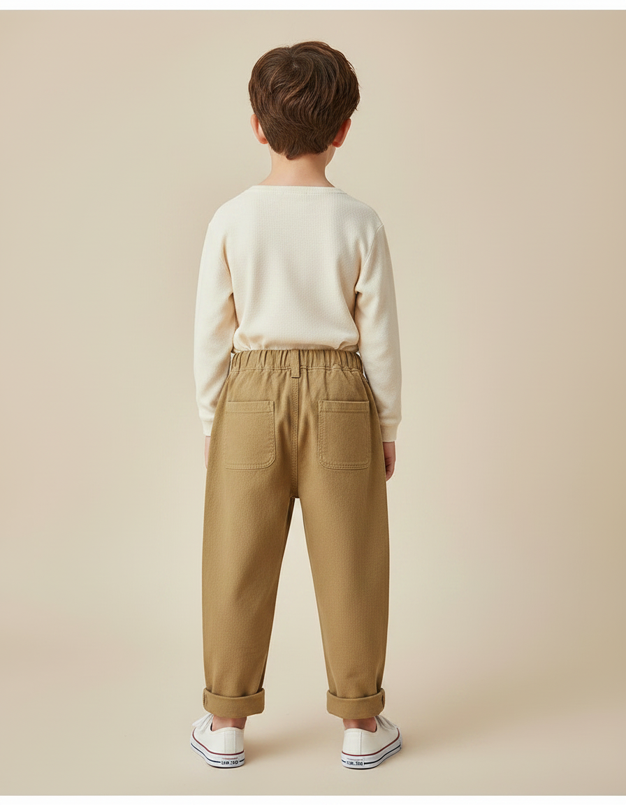 Pantalon Japonais Marron Ample Coton Brodé Enfant - vue 2