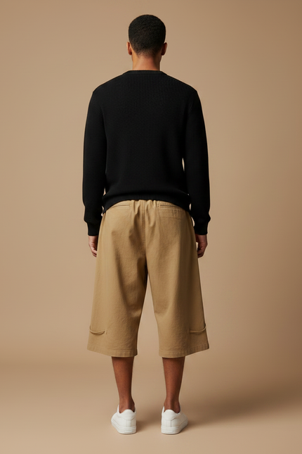 Pantalon Japonais Cargo Kaki Ample Coton Court - vue 2