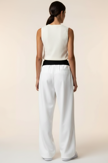 Pantalon Japonais Blanc Large Imprimé Koi Streetwear - Polyester - vue 2