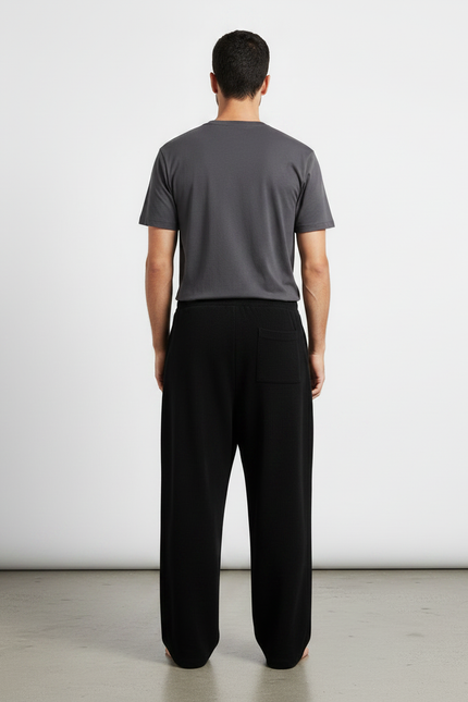 Pantalon Japonais Noir Ample Cordon Décontracté Confortable - Molleton - vue 2