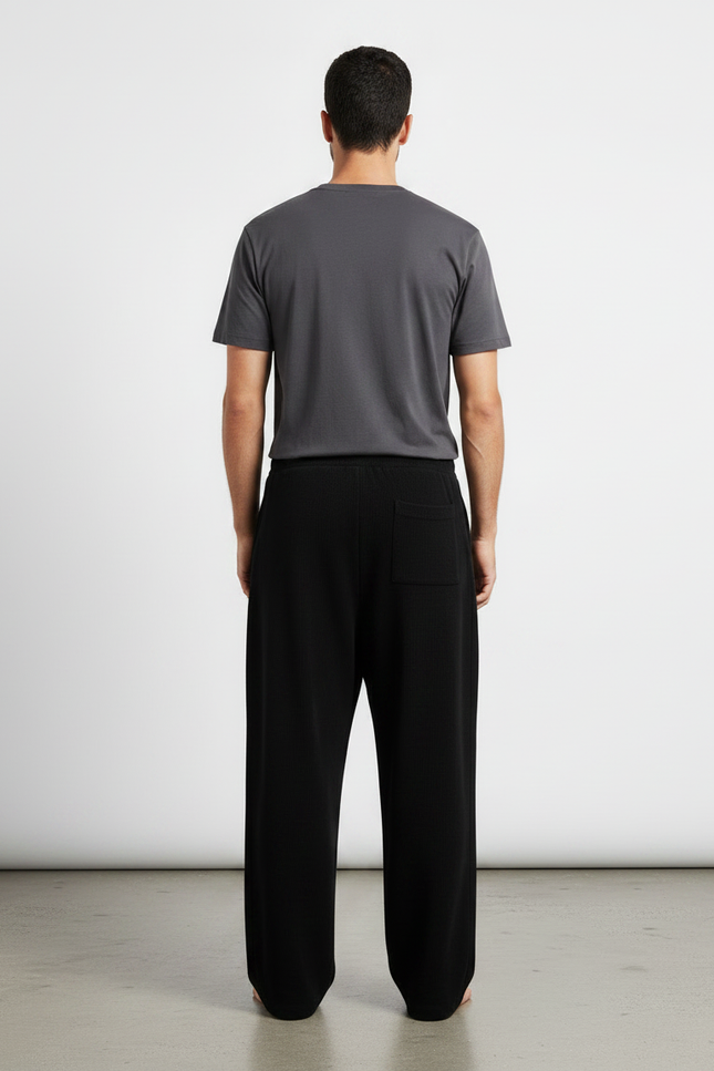 Pantalon Japonais Noir Ample Cordon Décontracté Confortable - Molleton - vue 2