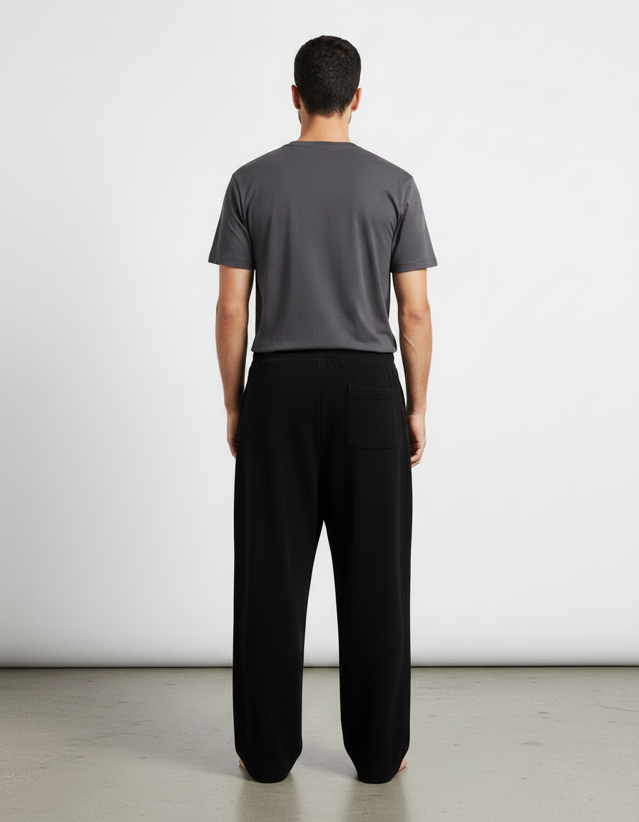 Pantalon Japonais Noir Ample Cordon Décontracté Confortable - Molleton - vue 2