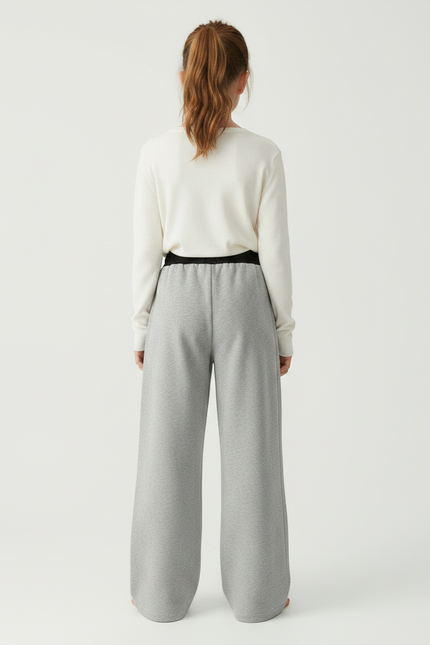 Pantalon Japonais Gris Ample Molletonné Enfant Décontracté - vue 2