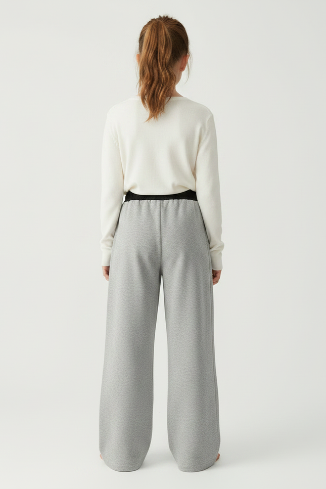 Pantalon Japonais Gris Ample Molletonné Enfant Décontracté - vue 2