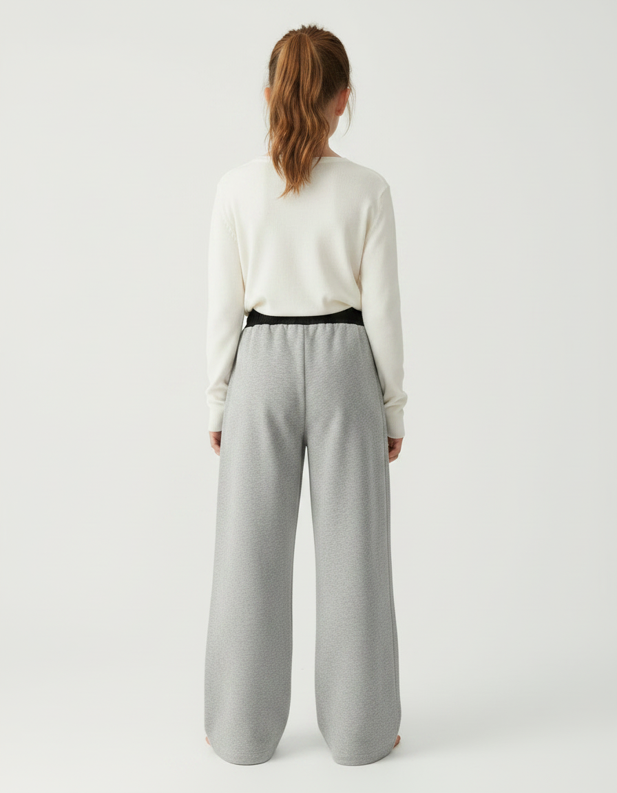 Pantalon Japonais Gris Ample Molletonné Enfant Décontracté - vue 2
