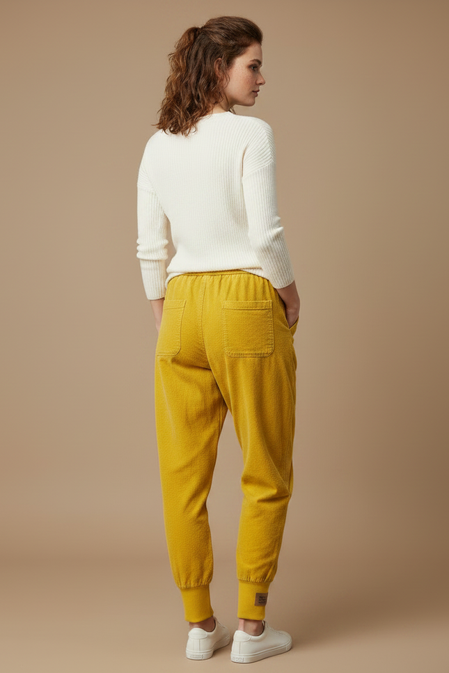 Pantalon Japonais Jaune Cordon Velours Côtelé Ample - Cordé - vue 2